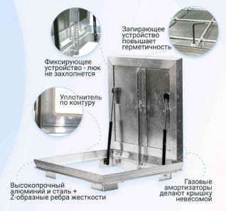 Лифт Стандарт 90×70 напольный люк с амортизаторами